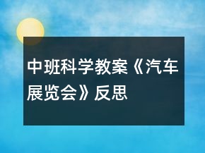 中班科學(xué)教案《汽車(chē)展覽會(huì)》反思