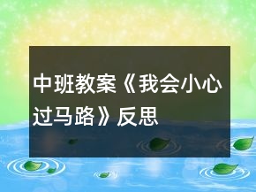 中班教案《我會小心過馬路》反思