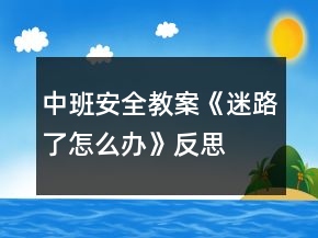 中班安全教案《迷路了怎么辦》反思