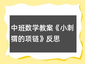 中班數(shù)學(xué)教案《小刺猬的項(xiàng)鏈》反思