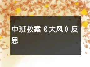 中班教案《大風(fēng)》反思