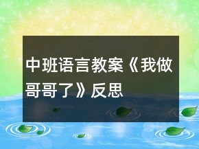 中班語言教案《我做哥哥了》反思
