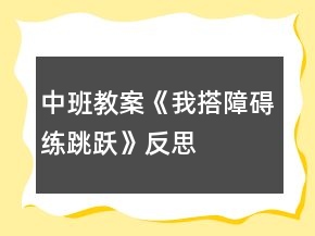 中班教案《我搭障礙練跳躍》反思