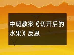 中班教案《切開后的水果》反思