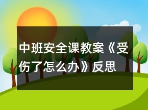 中班安全課教案《受傷了怎么辦》反思