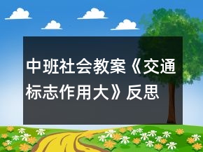 中班社會(huì)教案《交通標(biāo)志作用大》反思
