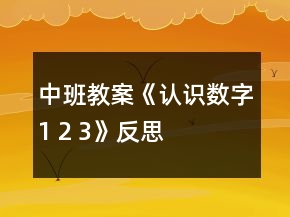 中班教案《認(rèn)識數(shù)字1 2 3》反思