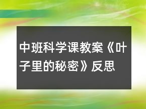 中班科學(xué)課教案《葉子里的秘密》反思
