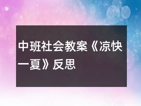 中班社會教案《涼快一夏》反思