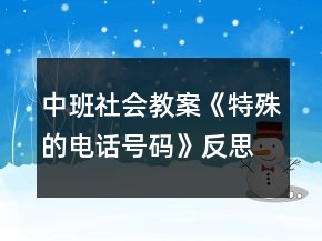 中班社會(huì)教案《特殊的電話號(hào)碼》反思
