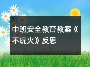 中班安全教育教案《不玩火》反思