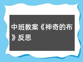 中班教案《神奇的布》反思