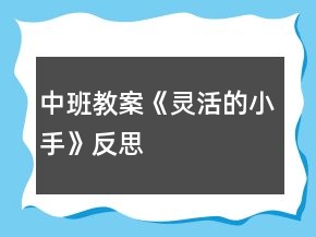 中班教案《靈活的小手》反思