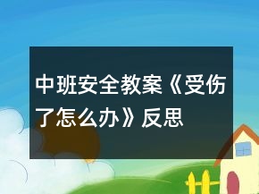 中班安全教案《受傷了怎么辦》反思