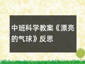 中班科學(xué)教案《漂亮的氣球》反思