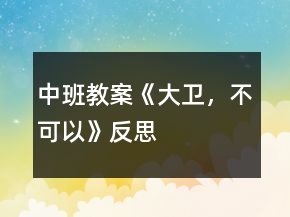 中班教案《大衛(wèi)，不可以》反思