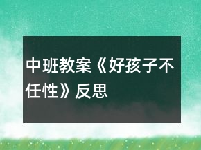 中班教案《好孩子不任性》反思