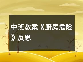 中班教案《廚房危險》反思