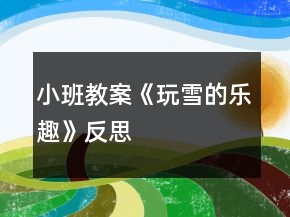 小班教案《玩雪的樂趣》反思