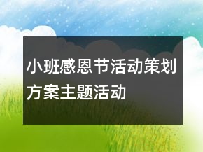 小班感恩節(jié)活動(dòng)策劃方案、主題活動(dòng)