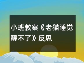 小班教案《老貓睡覺(jué)醒不了》反思