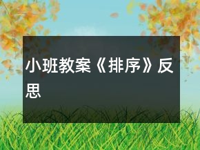 小班教案《排序》反思