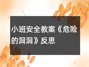 小班安全教案《危險(xiǎn)的洞洞》反思