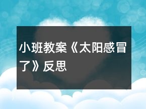 小班教案《太陽感冒了》反思