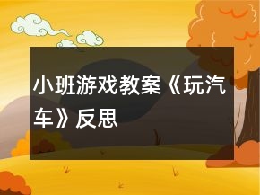 小班游戲教案《玩汽車》反思