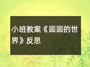 小班教案《圓圓的世界》反思