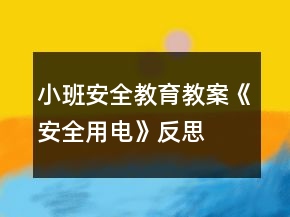 小班安全教育教案《安全用電》反思