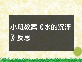 小班教案《水的沉浮》反思