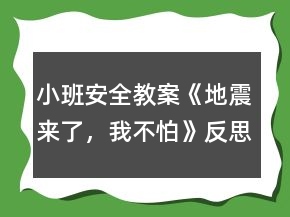 小班安全教案《地震來了，我不怕》反思
