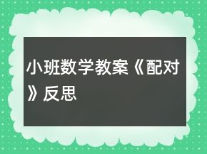 小班數(shù)學教案《配對》反思