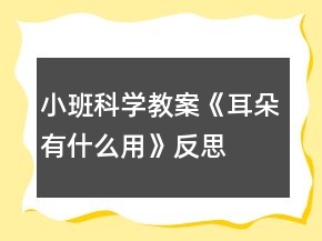 小班科學(xué)教案《耳朵有什么用》反思
