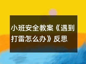 小班安全教案《遇到打雷怎么辦》反思