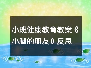 小班健康教育教案《小腳的朋友》反思