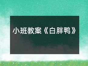 小班教案《白胖鴨》