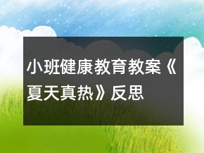 小班健康教育教案《夏天真熱》反思