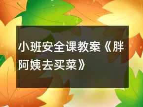 小班安全課教案《胖阿姨去買菜》