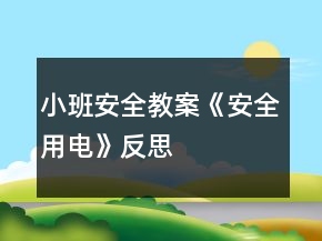 小班安全教案《安全用電》反思