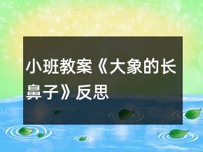 小班教案《大象的長(zhǎng)鼻子》反思
