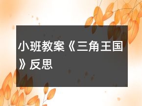 小班教案《三角王國》反思