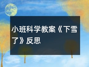 小班科學(xué)教案《下雪了》反思
