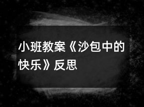 小班教案《沙包中的快樂》反思