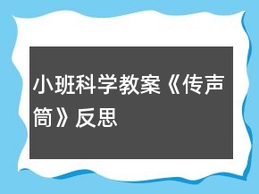 小班科學(xué)教案《傳聲筒》反思