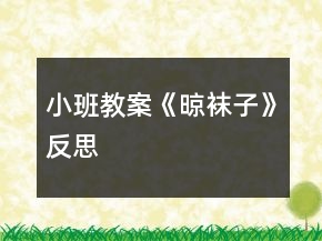 小班教案《晾襪子》反思