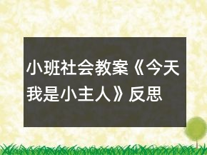 小班社會(huì)教案《今天我是小主人》反思