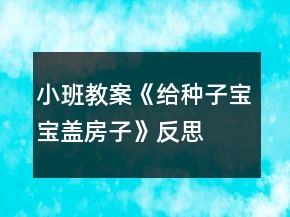 小班教案《給種子寶寶蓋房子》反思