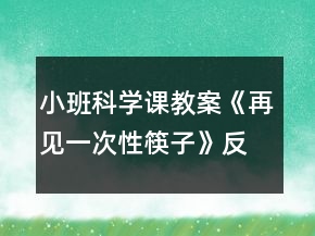 小班科學(xué)課教案《再見一次性筷子》反思